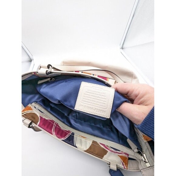 Coach F23299 Park Hand Drawn Scarf Print North South Tote Bag Charm Hobo - Picture 7 of 10